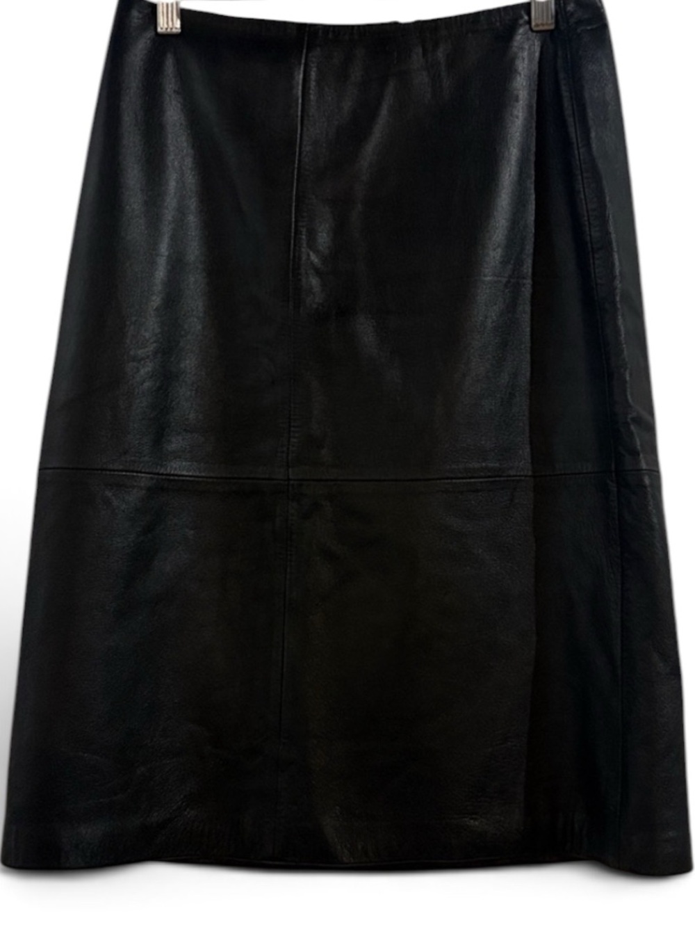 Vintage 1999 GAP Genuine Leather Black A-Line Midi Skirt Size 4 Y2K